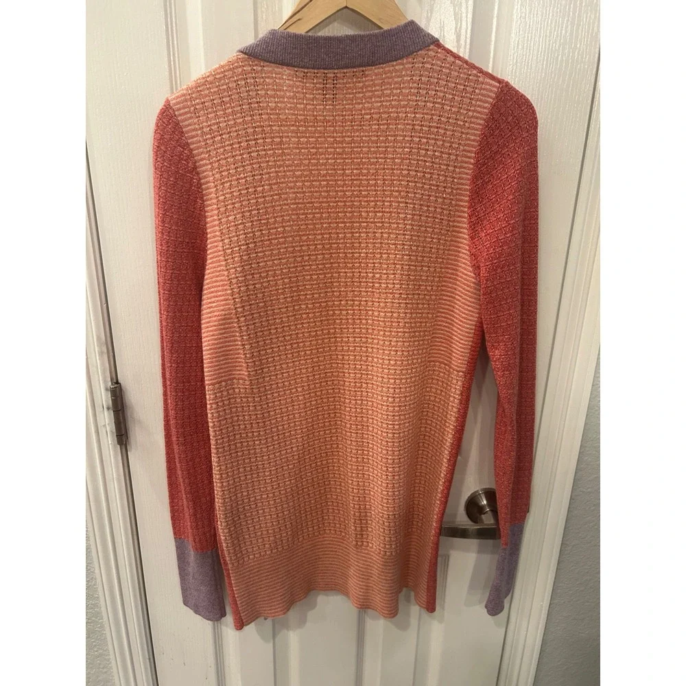 Marc by Marc Jacobs Colorblock Waffle Knit Cardigan Sweater Orange Purple Mens M - Picture 6 of 8